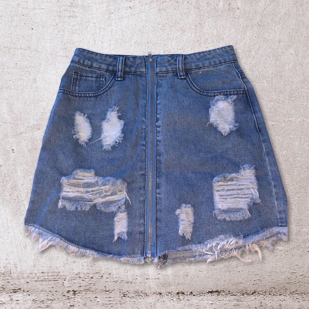 PLT zip up denim skirt